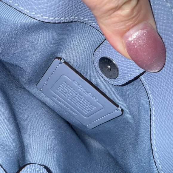 Coach Light Blue Leather Shoulder Bag with silver  Accents - Picture 3 of 6
